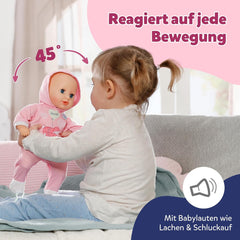 BABY Born Hannah Play with Me - Poupée bébé avec 5 fonctions - Corps en matière douce avec accessoires - Poupée de 36 cm - Fonctionne sur batterie - Convient aux enfants à partir de 1 an