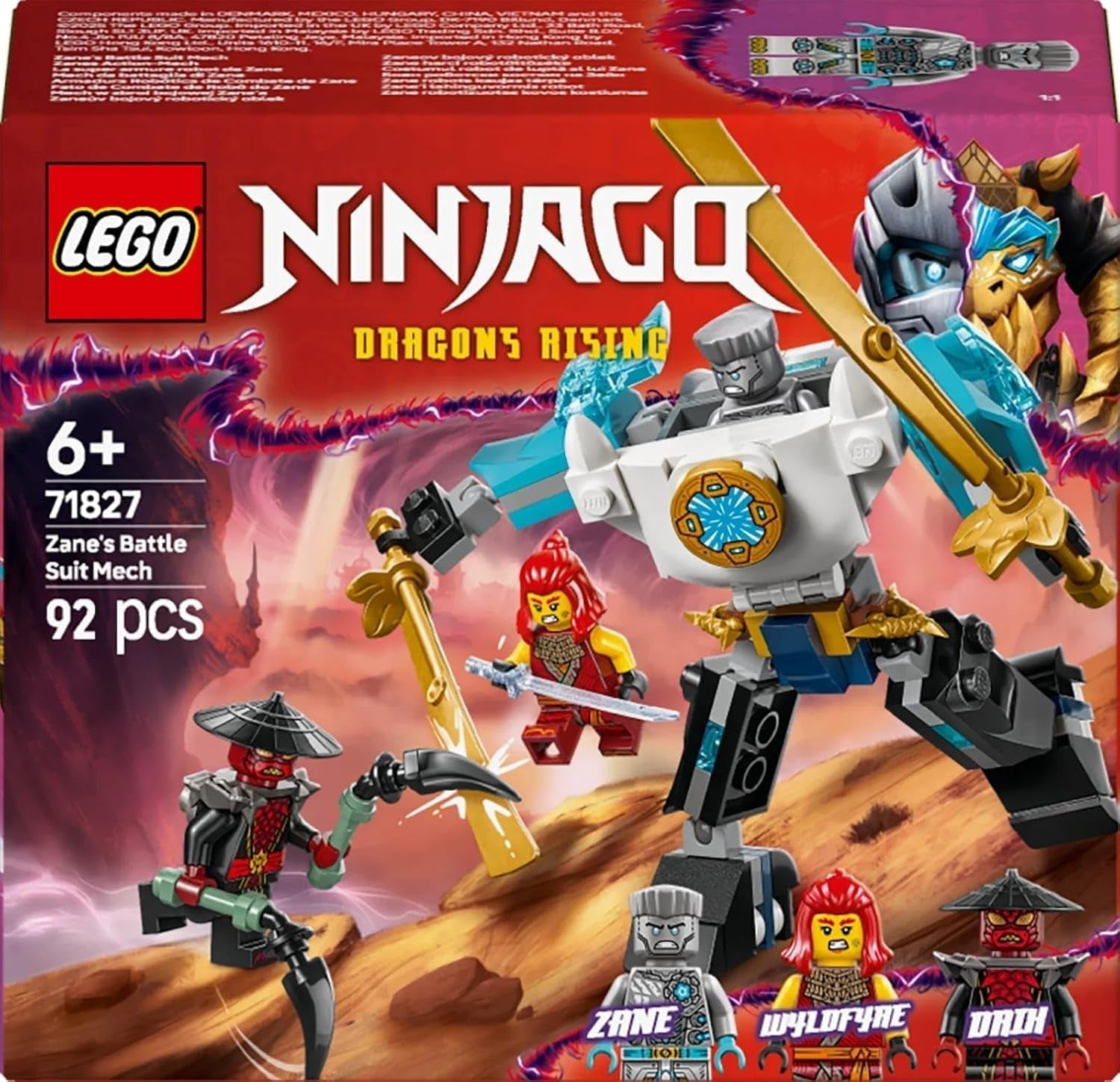 LEGO NINJAGO Zane's Action Mech - Jouet Ninja avec 3 figurines pour jouer un rôle - Petit ensemble à construire et à jouer pour les enfants - Idée cadeau pour garçons et filles à partir de 6 ans 71827 Jeux de construction Besuche den LEGO-Store