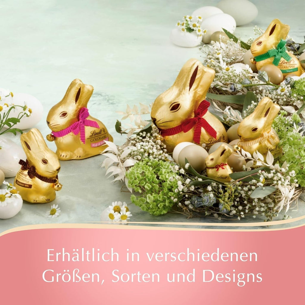 Lindt Schokolade GOLDHASE Glamour Edition Gold | 100 G GOLDHASE | Premium Vollmilch-Schokolade in Hasenform Zu Ostern | Osterschokolade | Schokoladengeschenk | Schokoladenhase | Osterhase Naty Shop
