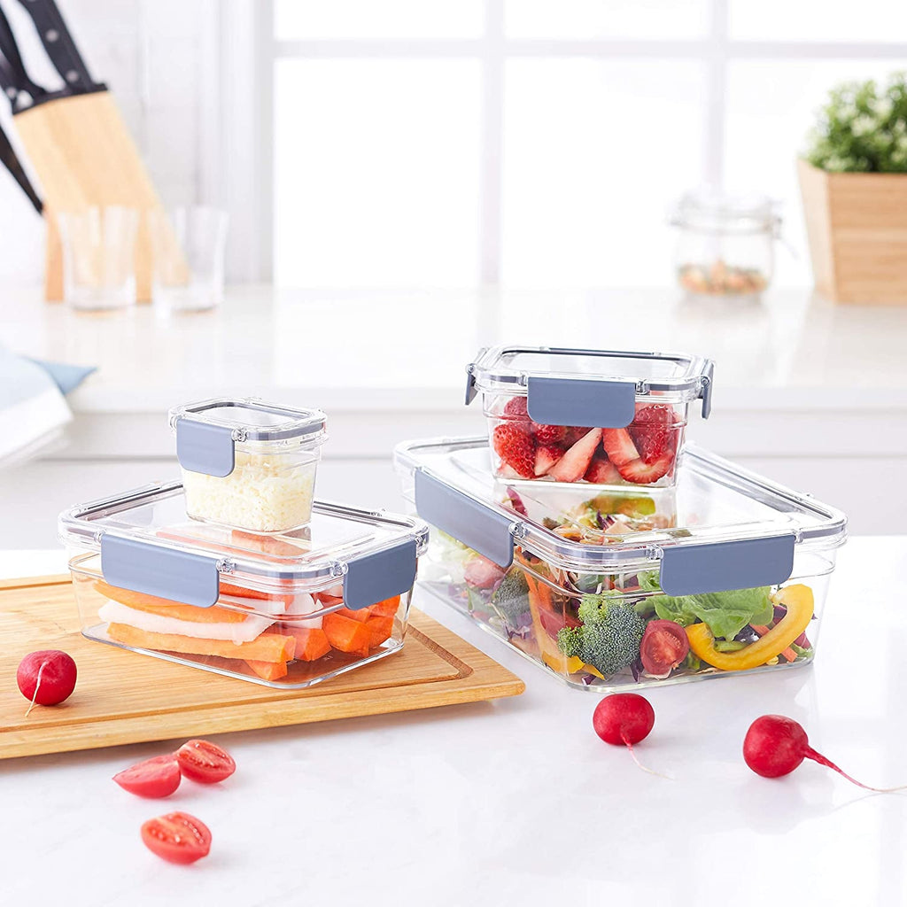 Amazon Basics Tritan keep-fresh poate cu închidere, 11-pack, (11 cutii + 11 capace), clar Cutii depozitare alimente Naty Shop