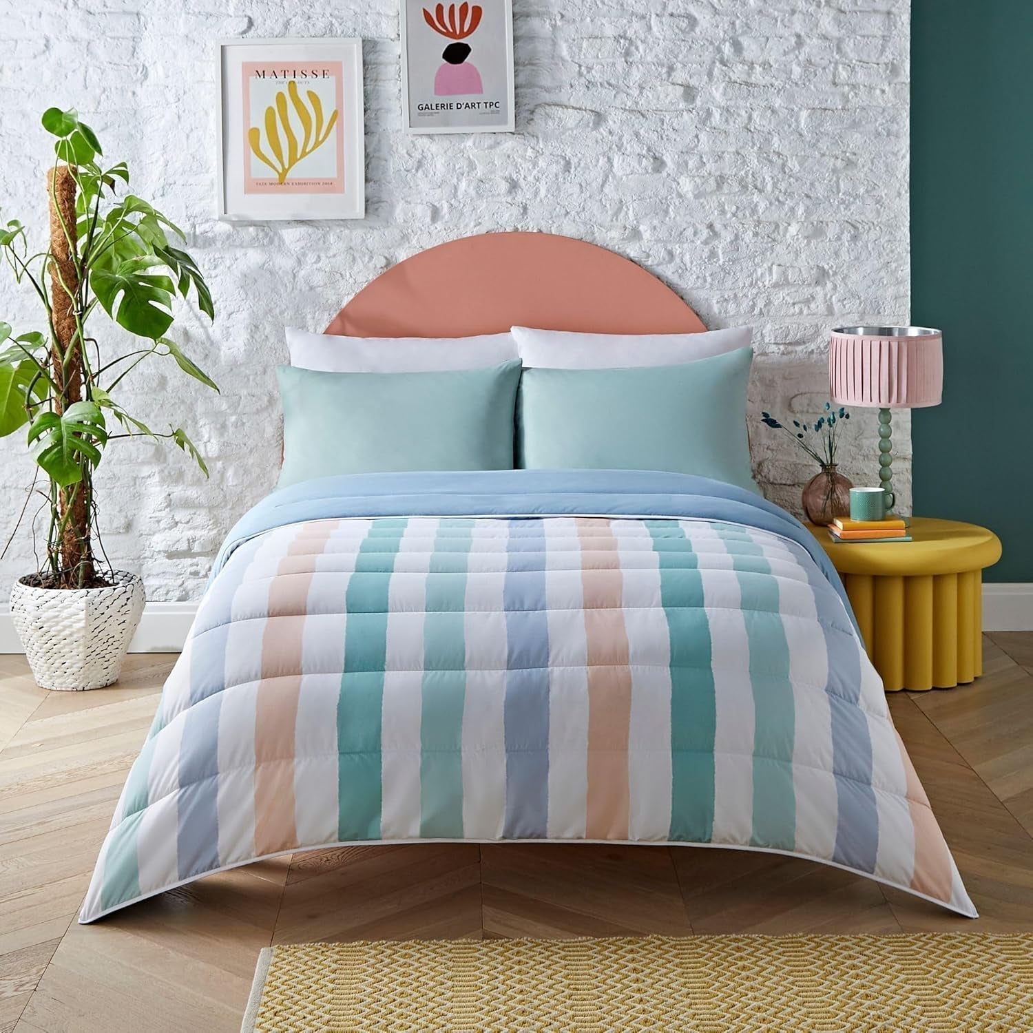 Couette sans housse Night Lark Super King 6 Tog printemps été - Vagues abstraites. Couverture super douce, confortable et légère. Lavable en machine et séchage rapide, ensemble de taies d'oreiller réversibles tout-en-un Couettes et édredons Naty Shop Multicolore Lit simple