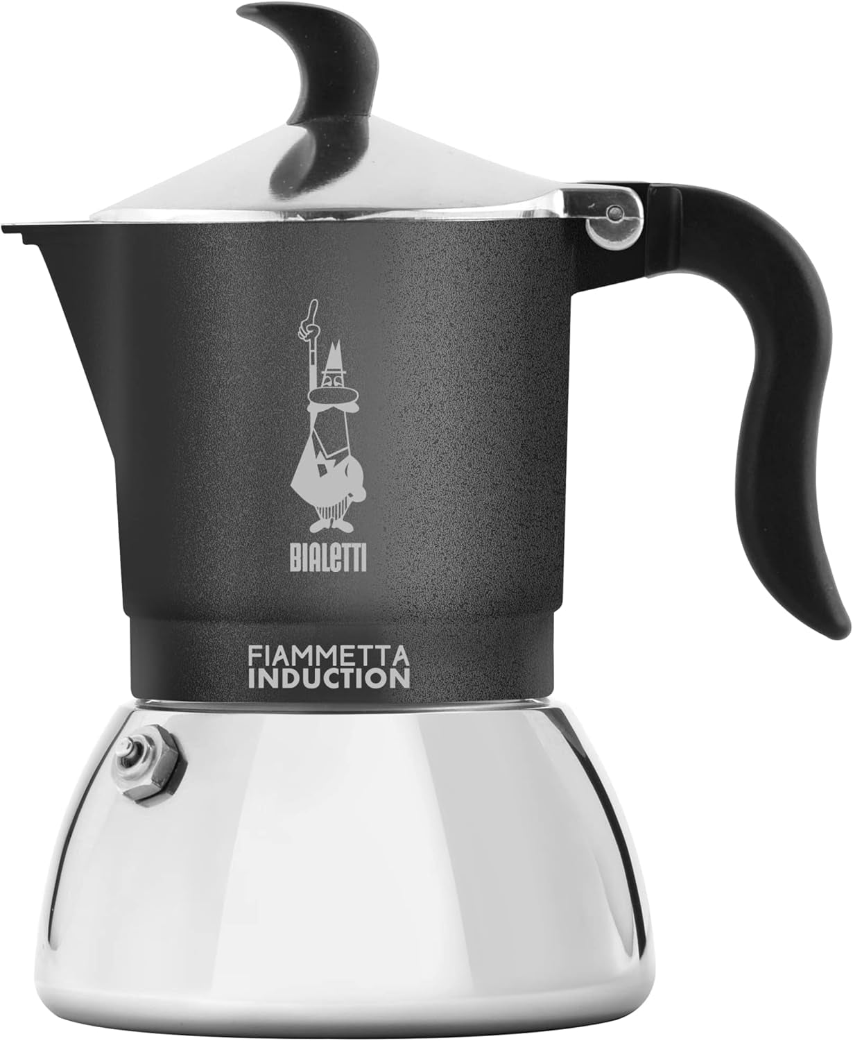 Bialetti Fiammetta cafetière à induction, 2 tasses (100 ml), adaptée à tous types de feux, design élégant, noire