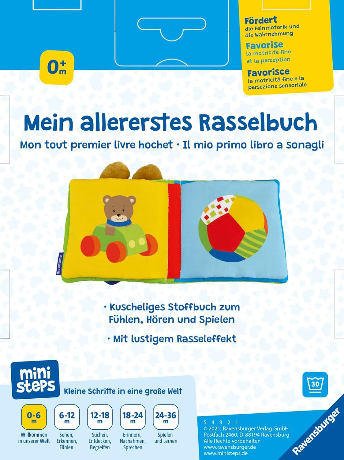 ministeps: Prima mea carte cu zornăitori: De la 0 luni Jucarii Bebe Naty Shop
