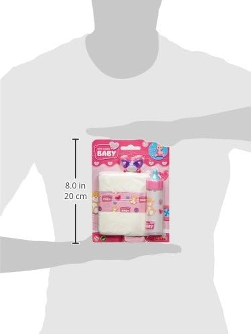 Simba 105562487 - New Born Baby First Nursing Set, tétine, couche et biberon avec contenu disparaissant, pour poupées 38-43 cm Naty Shop Dolls