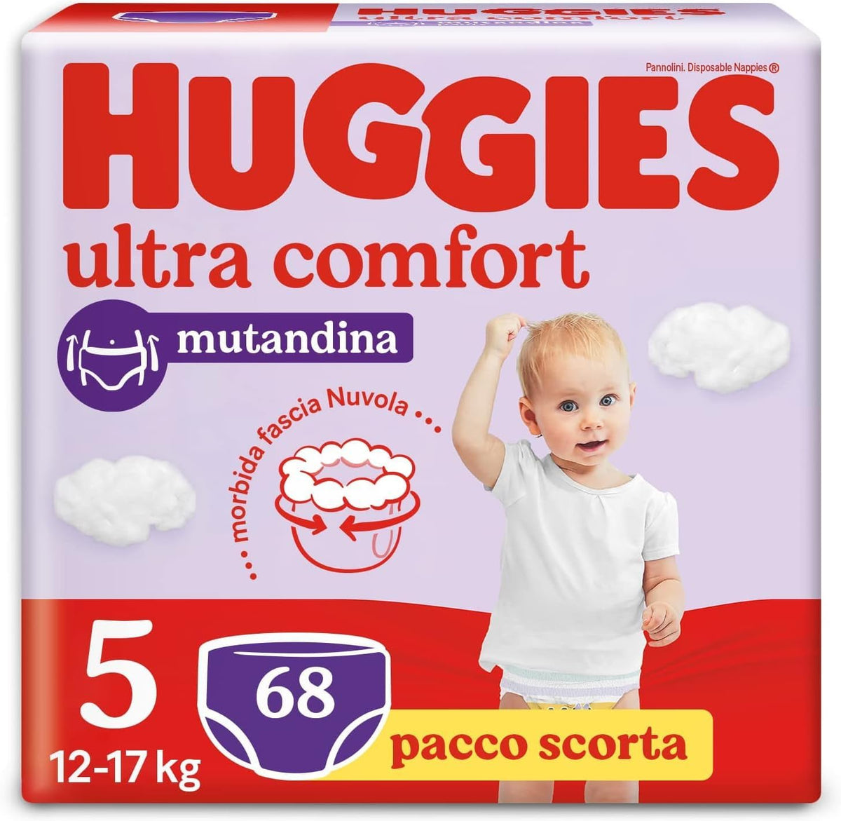 Huggies Ultra Comfort, Couches culottes, taille 5 (12-17 kg), paquet de 68 couches culottes