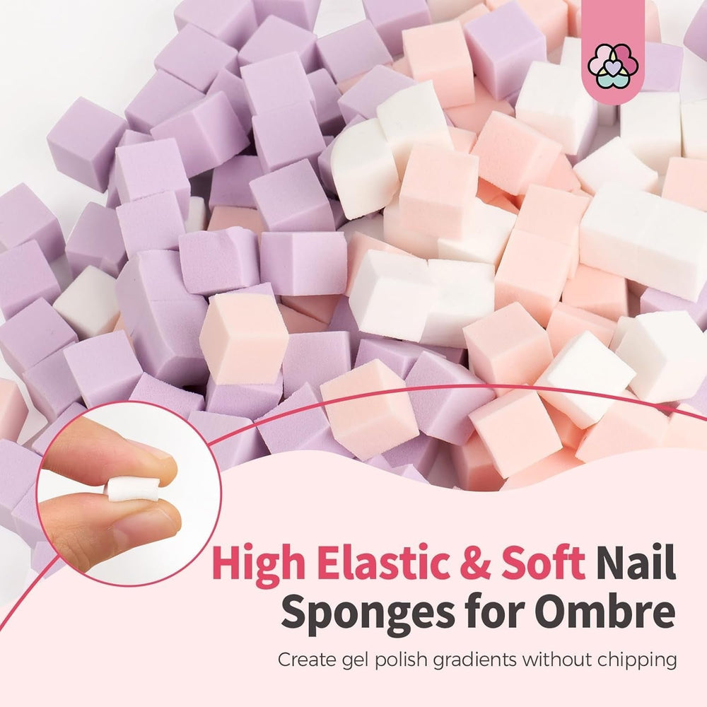 125 Nail Art Schwämme et 4 Krallen Nail Sponge Metallgreifer pour Ombre et Gradient Nageldesign, Nagelkunst-Schwamm Pinsel, Maniküre Zubehör für Nägel, Nail Art Schwämme pour Babyboomer Effet DIY