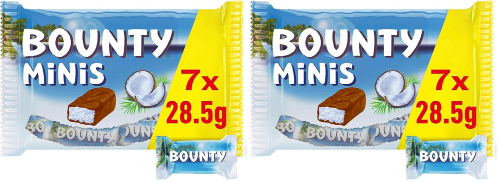 Bounty Minis Chocolate Bulk Pack, Mini barres de chocolat à la noix de coco fine, 227g, Idée cadeau chocolat, Pack de chocolat en vrac