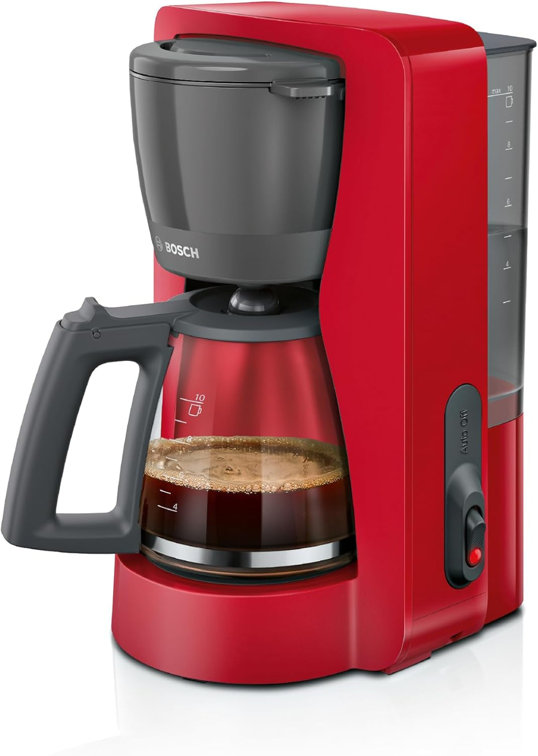 Bosch MyMoment TKA2M113 Machine à expresso à filtre, carafe en verre 1,25 L, 10-15 tasses, fonction maintien au chaud 40 minutes, système anti-goutte, porte-filtre rotatif, réservoir d'eau amovible, 1200 W, noir mat