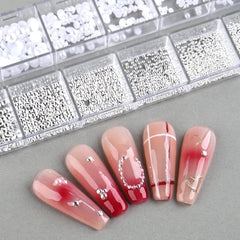 GZSY Nail Art Strasssteine ​​​​Nagel Perlen Weiß 12Raster Nagel Charms Nageldesign Zubehör Perle Nail Art