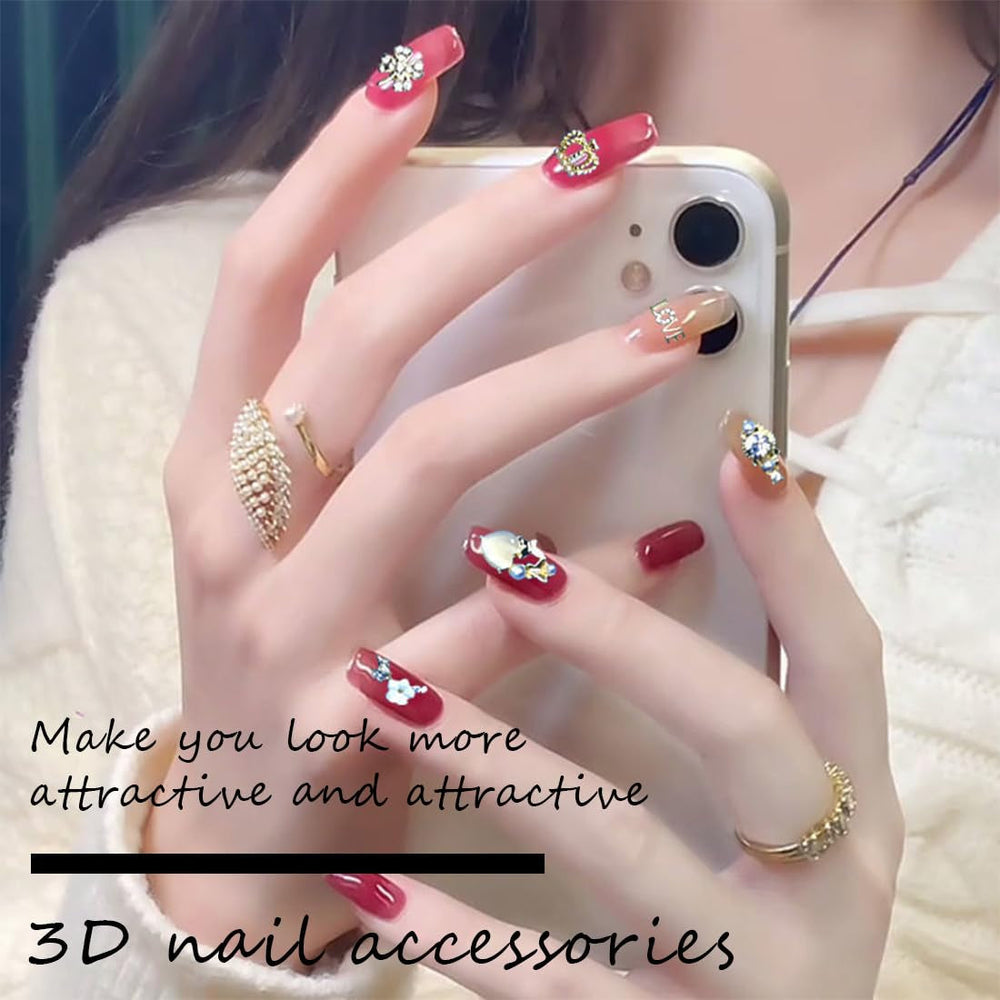 50 pièces de breloques à ongles dorées, breloques brillantes 3D pour nail art, strass pour ongles en perles, breloques pour ongles en strass, breloques pour ongles en strass, accessoires de nail art DIY, pour femmes filles