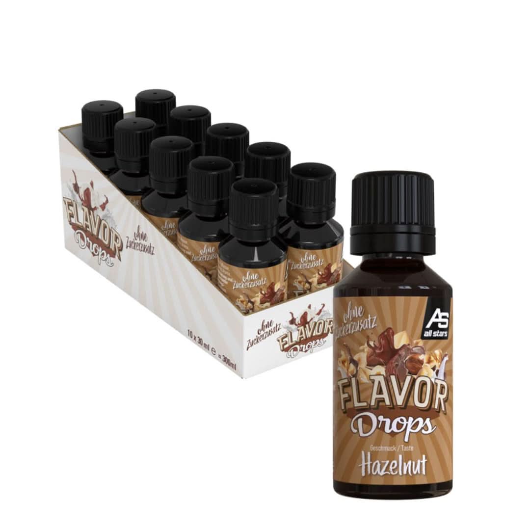 ALL STARS Flavor Drops, Picături aromate fără zahăr adăugat și fără calorii - Dulceață și aromă pentru alimente, 30 ml Indulcitori Naty Shop Alune 10 x 30 ml