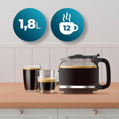 Cafetière filtre Cecotec Coffee 66 Grind & Drop Essential. 1086 W, broyeur à lame, jusqu'à 12 tasses, technologie Extreme Aroma, numérique, acier inoxydable, arrêt automatique.