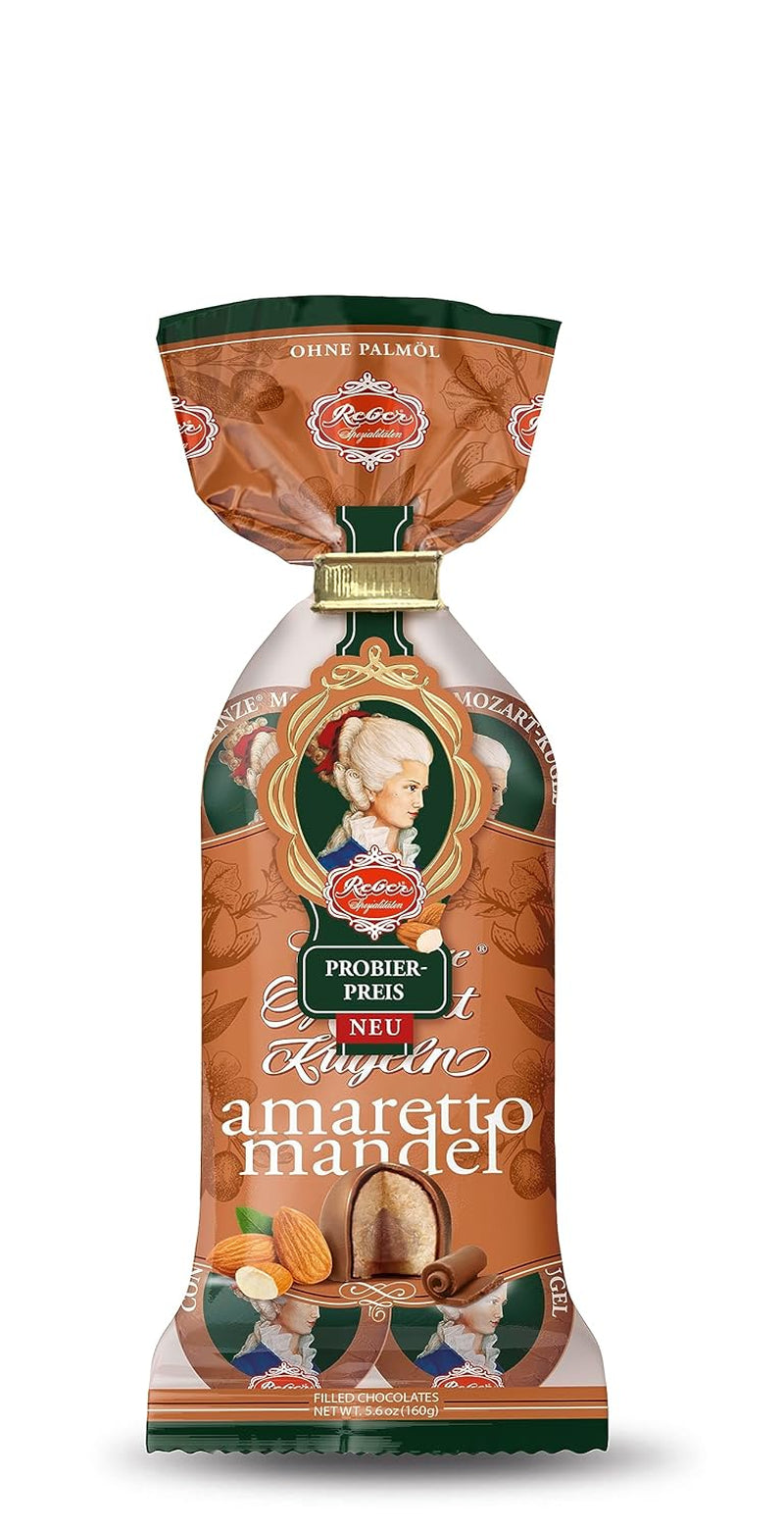 Boules Reber Mozart au chocolat noir, pack de 6 avec pâte d'amande et nougat, vegan - 1 x 120 g