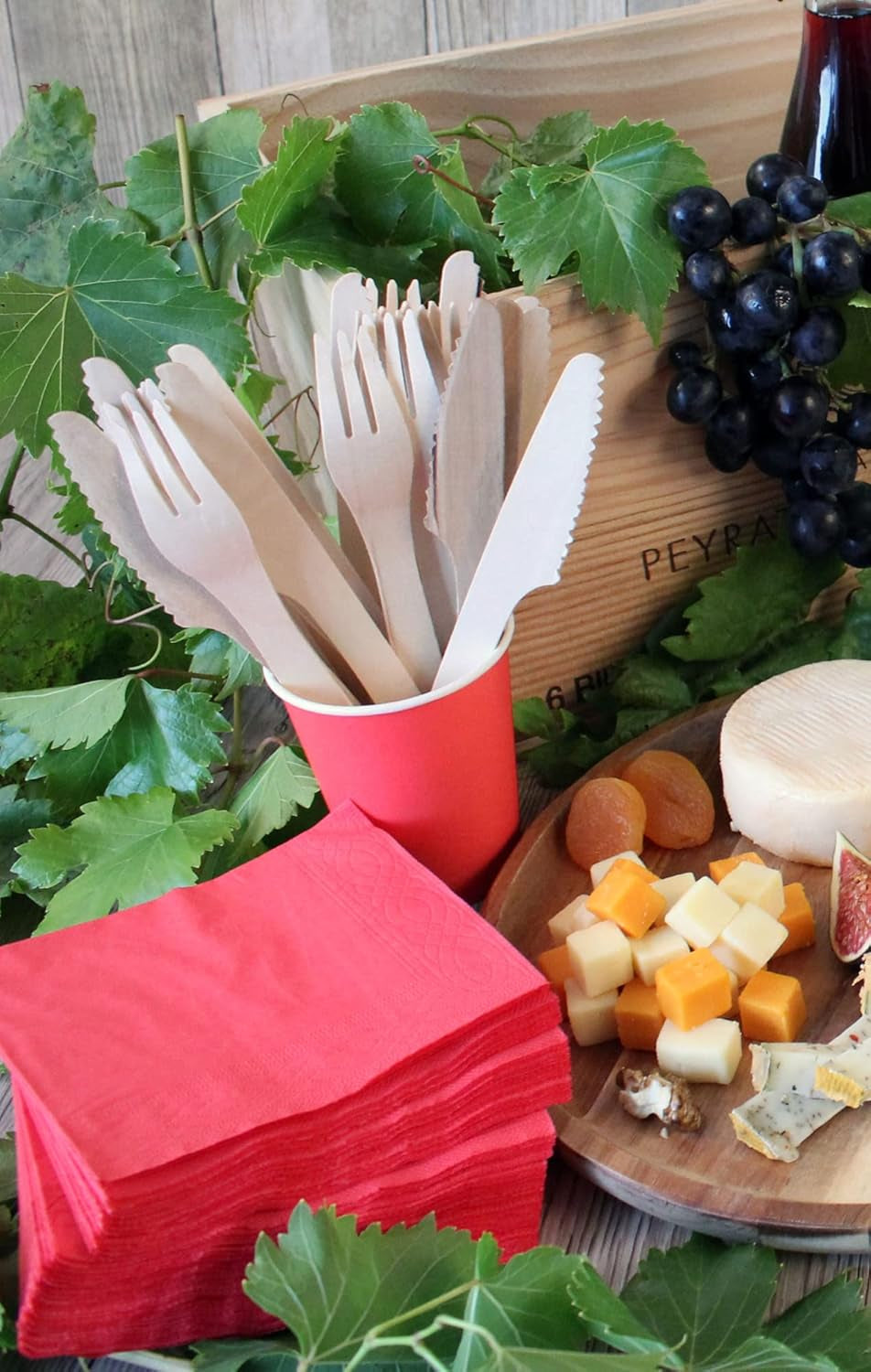 50 mouchoirs, coton, 33 x 33 cm, 2 épaisseurs, rouge FSC, cellulose, 33 x 33 cm (paquet de 3)