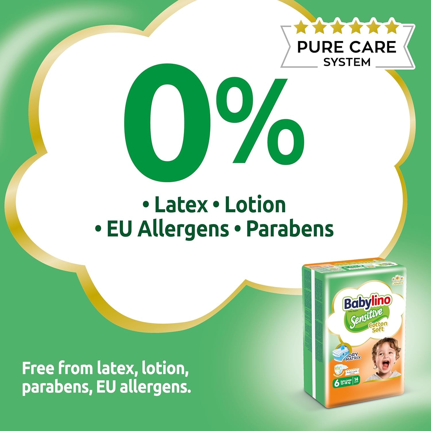 Couches pour bébés sensibles, taille 6, extra large (13-18 kg), 114 couches