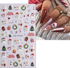Autocollants pour ongles 3D de noël, 4 feuilles d'autocollants pour ongles 5D, stéréoscopiques, décorations, accessoires de conception d'ongles