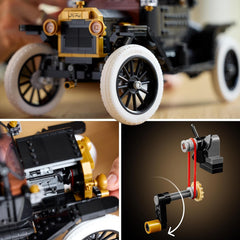 LEGO Icons Ford Model T - Retro Auto Modellbau für Erwachsene - Sammler Ausstellungsset mit Stofffaltdach, hohen Rädern & geteilter Windschutzscheibe - Geschenk für Fans klassischer Fahrzeuge - 11376