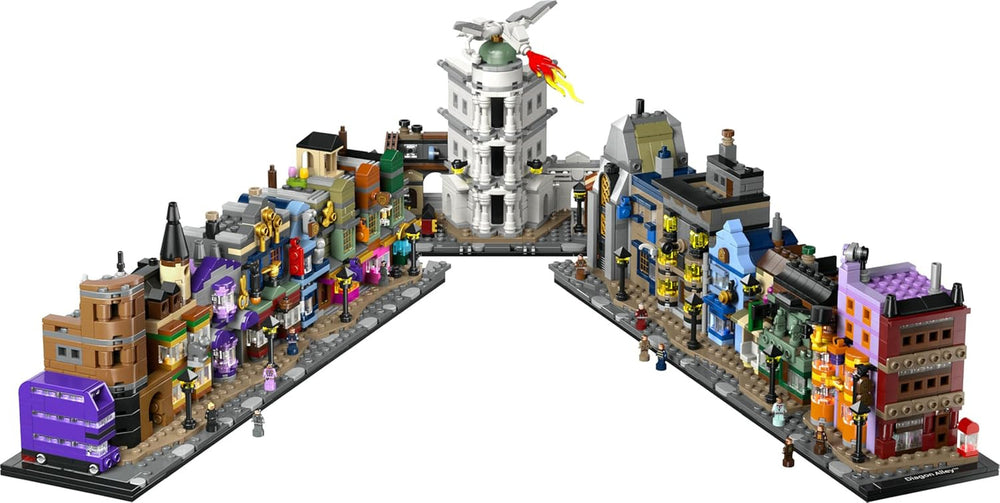 LEGO Harry Potter Die Zauberläden der Winkelgasse - Miniaturstraße zum Ausstellen - 12 Mikrofiguren zum Sammeln, inkl. Harry Potter, Draco Malfoy, Hermine Granger - Geschenk für Erwachsene 76444