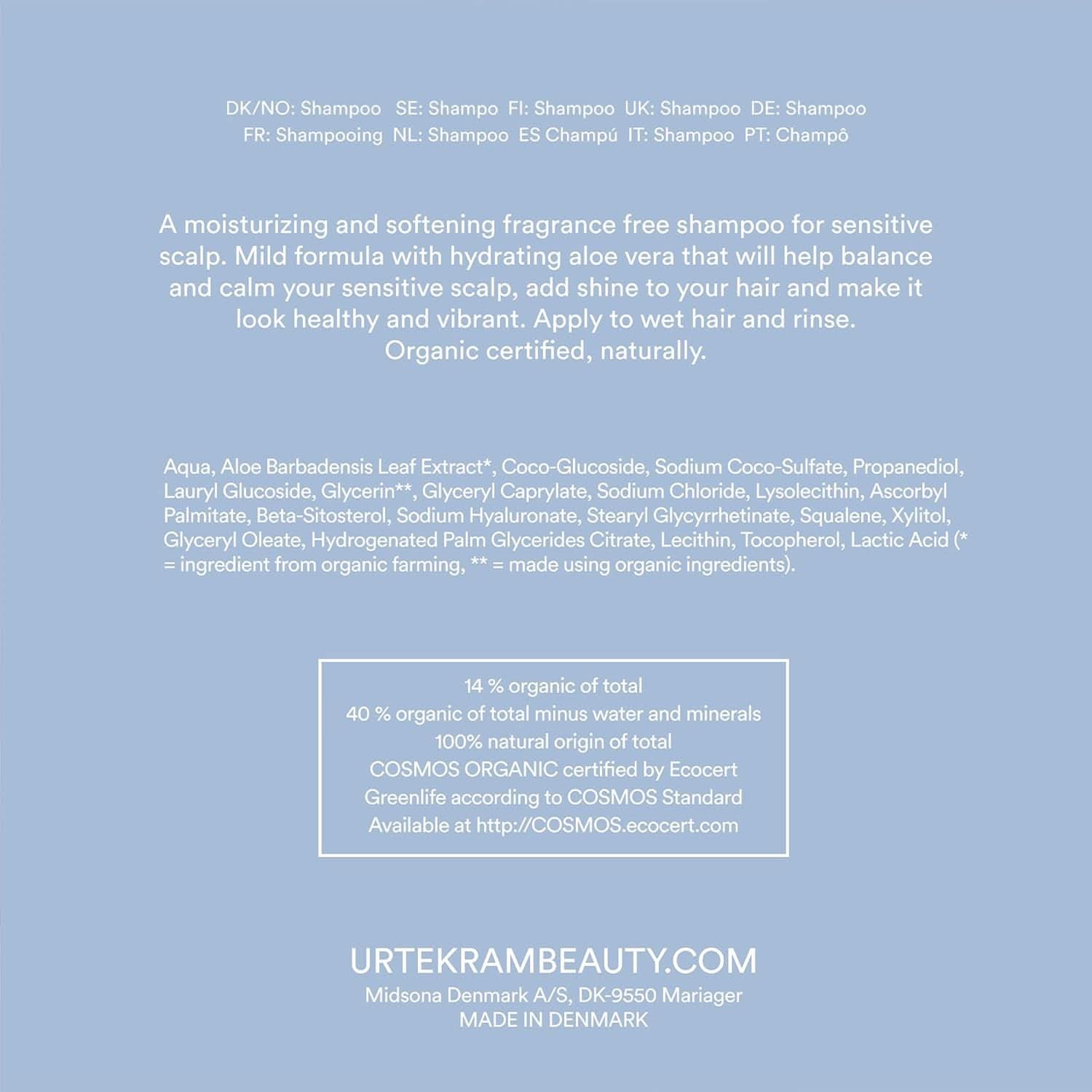 Urtekram Shampoing - sans parfum, équilibré, sensible 500 ml Douche et bain Naty Shop