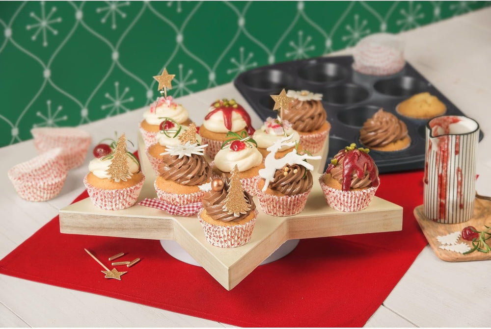 Original Kaiser Inspiration Muffinform-Set 2-Teilig, Muffinblech Mit Xmas Papierbackförmchen Für 12 Muffins, 38 X 27 Cm, Cupcake Form Antihaftbeschichte, Schwarz Moules et plaques à pâtisserie Naty Shop