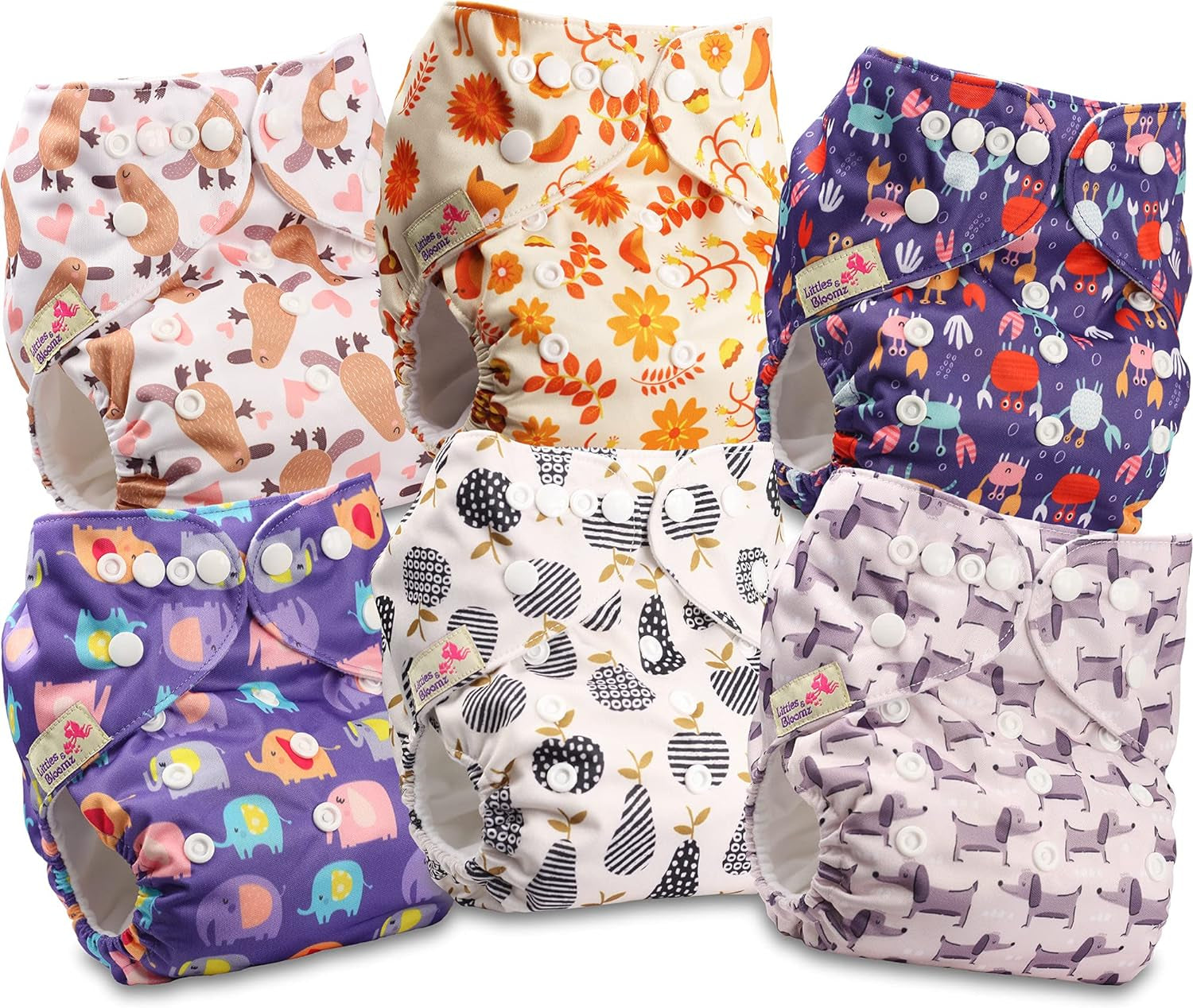 Littles and Bloomz FLP2-0406 Couche réutilisable avec clip standard, 4 couches