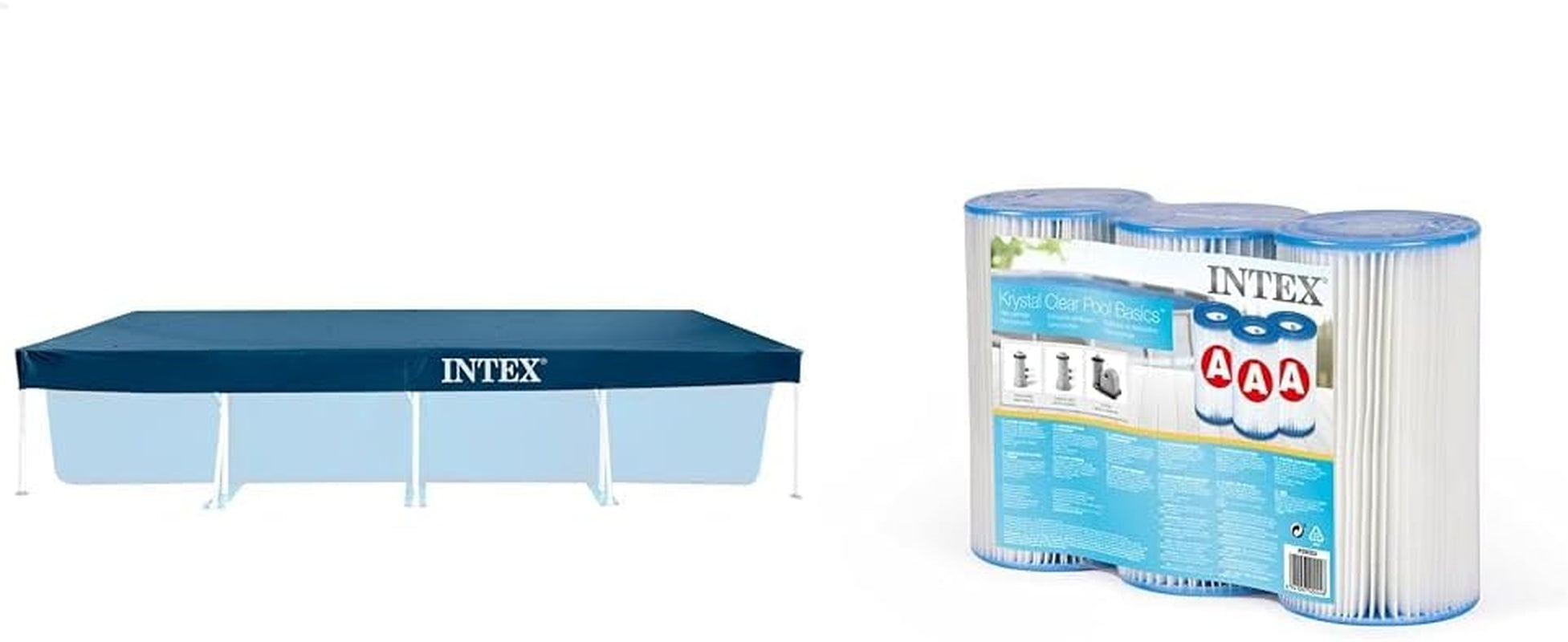 Intex 28038 - Bâche pour piscines hors sol rectangulaires, PVC, bleue, 300x200 cm