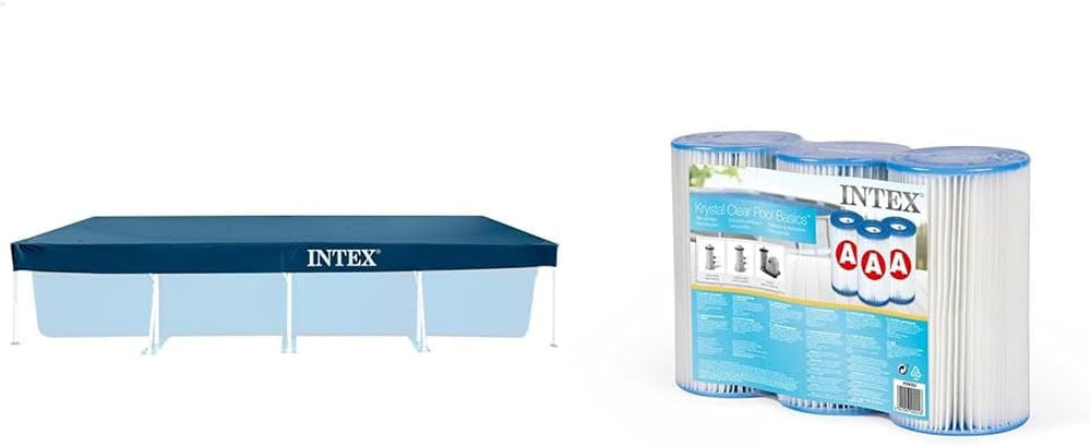 Intex 28038 - Bâche pour piscines hors sol rectangulaires, PVC, bleue, 300x200 cm