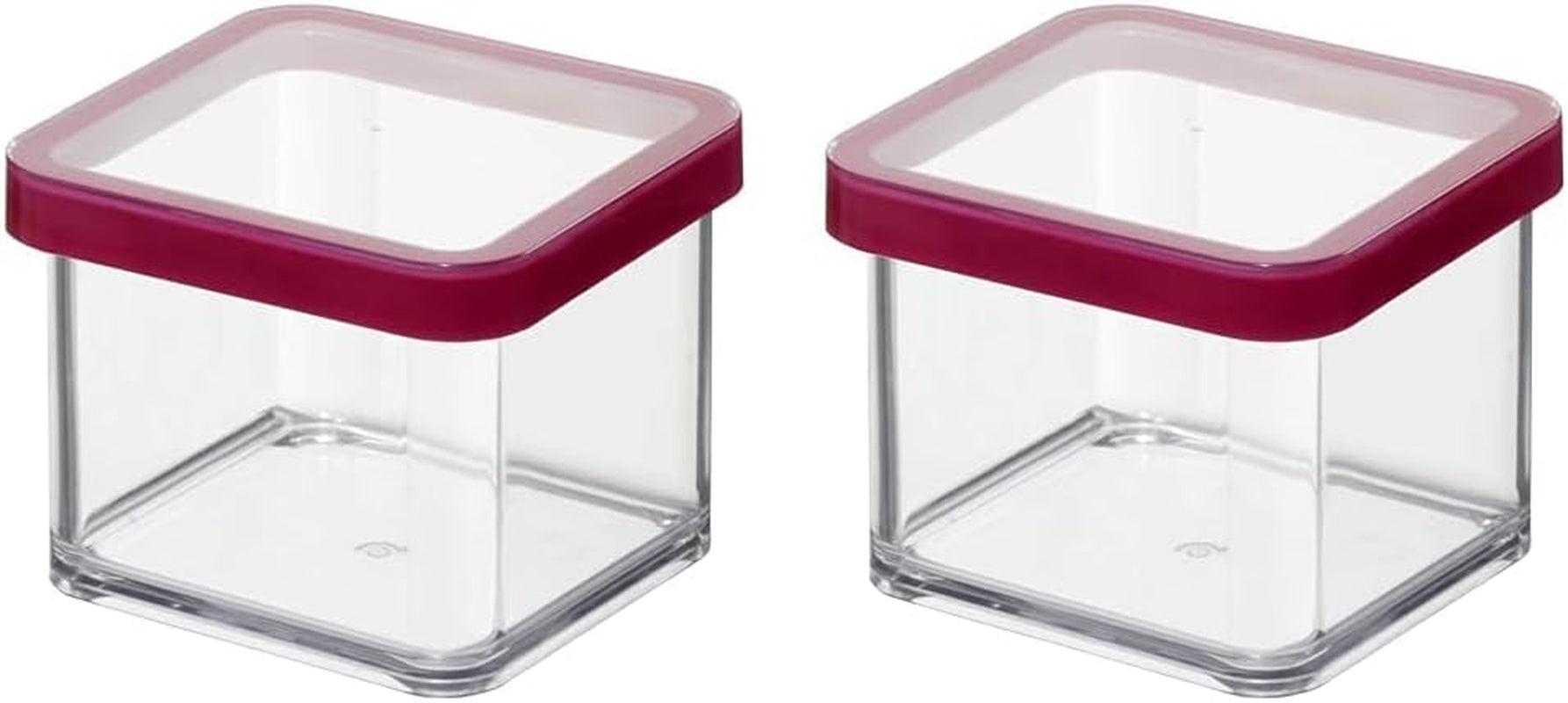 Rotho Loft Lot de 5 bocaux de conservation avec couvercles, différentes tailles, sans BPA, plastique de qualité alimentaire (PP), transparent/rouge, (21,4 x 21,4 x 23,5 cm) Naty Shop Boîtes de conservation alimentaires carrées 0,5 L (lot de 2)