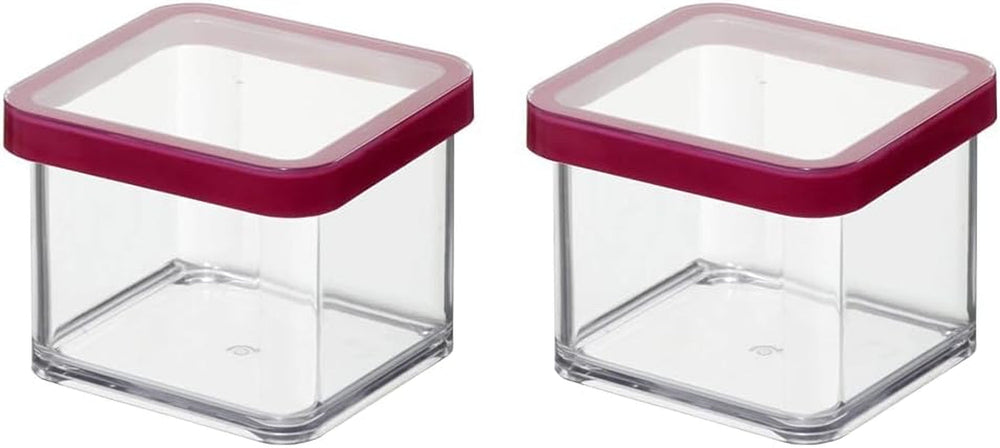 Rotho Loft Lot de 5 bocaux de conservation avec couvercles, différentes tailles, sans BPA, plastique de qualité alimentaire (PP), transparent/rouge, (21,4 x 21,4 x 23,5 cm) Naty Shop Boîtes de conservation alimentaires carrées 0,5 L (lot de 2)