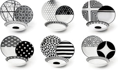 Excelsa Emily service de vaisselle, porcelaine, blanc/noir, 18 pièces