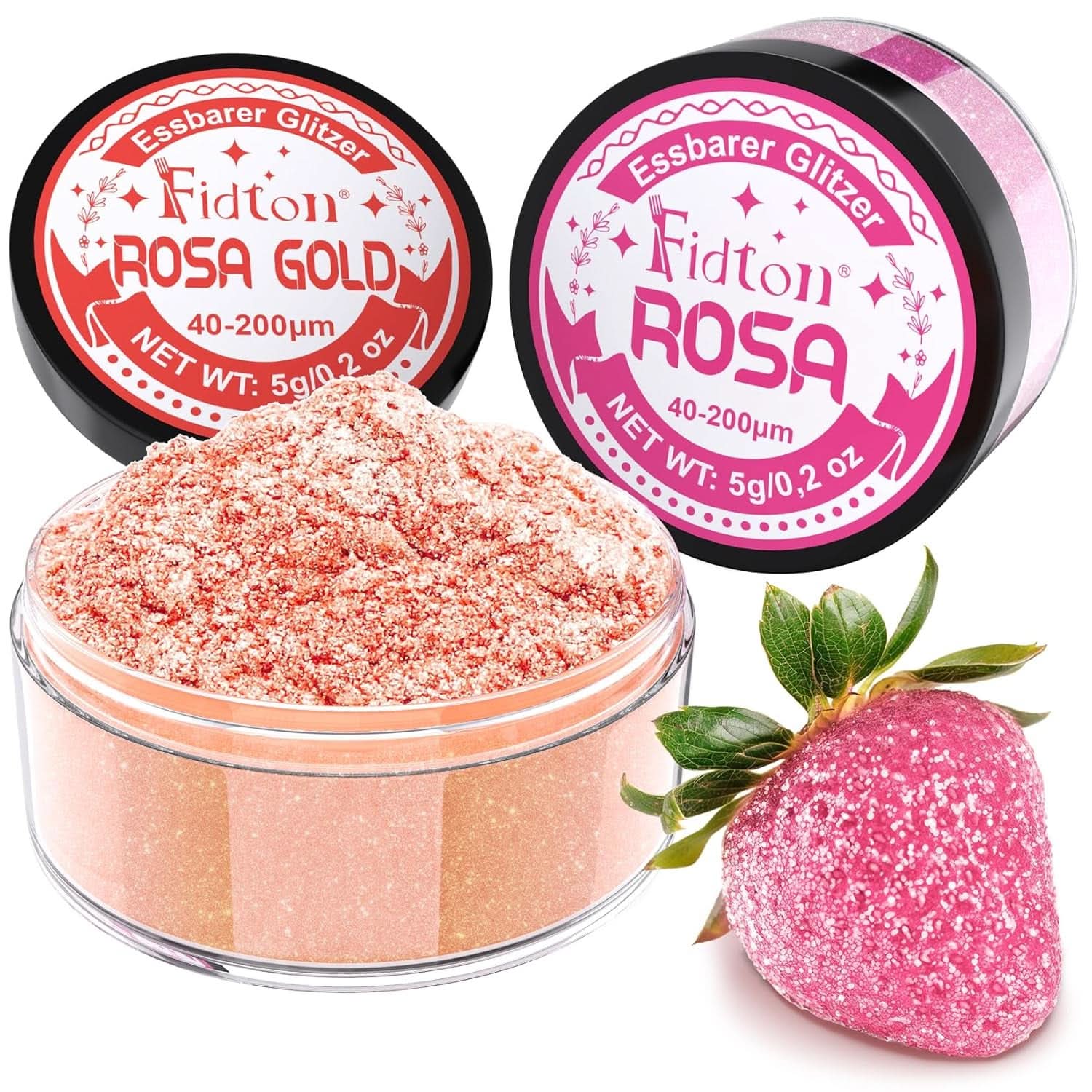 Paillettes comestibles, poudre, 5 grammes Glitter Naty Shop RoseGold et Pink