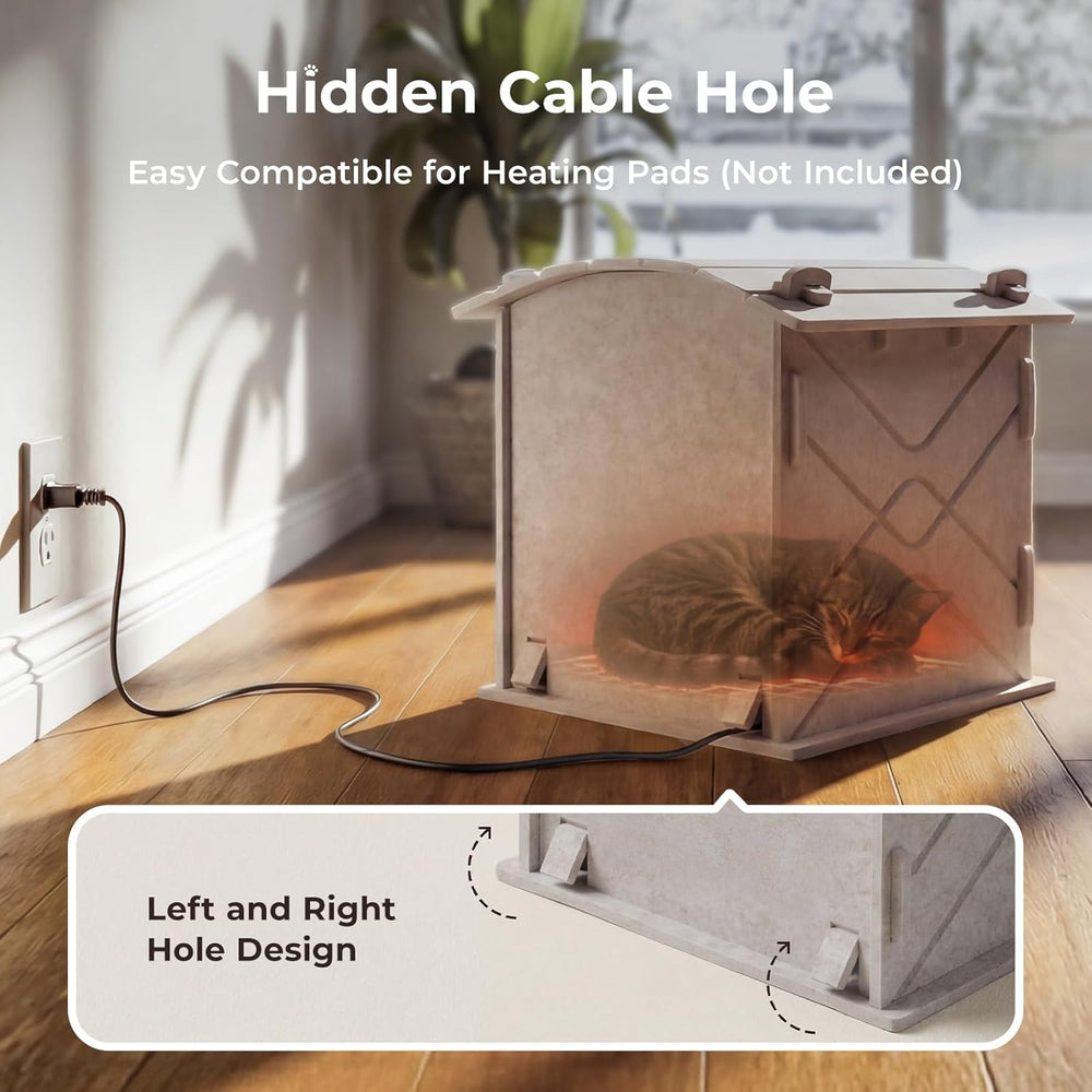 Katzenhaus Indoor aus Filz: Warmes Und Gemütliches Katzenbett, Katzenhöhle mit beruhigendem Kratzbogen, Robuste & Kratzfeste Katze Höhle, Abnehmbares Katzen Bett, Katzen Haus 38 x 36 x 38cm