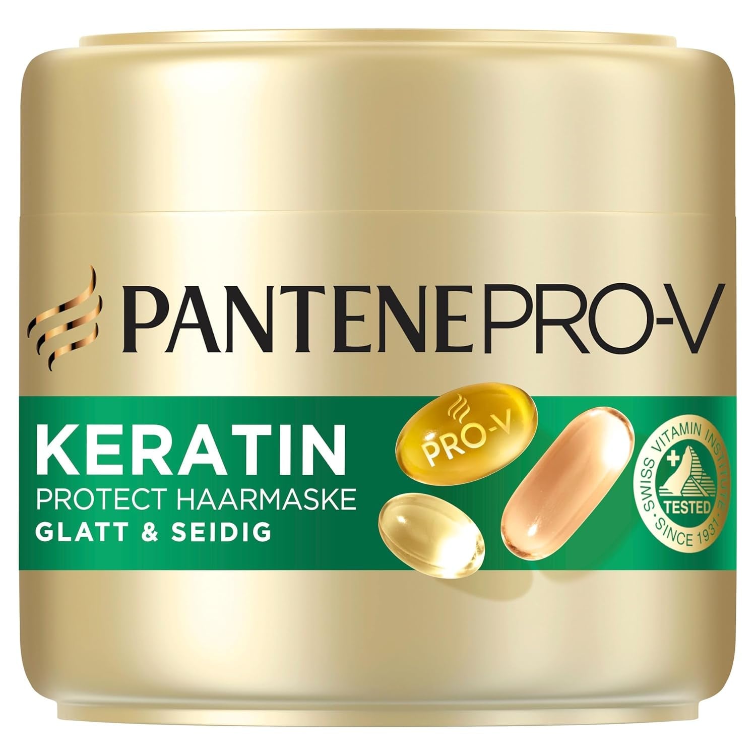Pantene Pro-V Smooth & Silky Keratin Protect Hair Mask 500 ml pour cheveux bouclés et secs, Jusqu'à 72 heures de cheveux lisses et brillants en une seule application, Avec formule Pro-V et Masque capillaire actif Nutri-Plex Masque capillaire Naty Shop (300 ml)