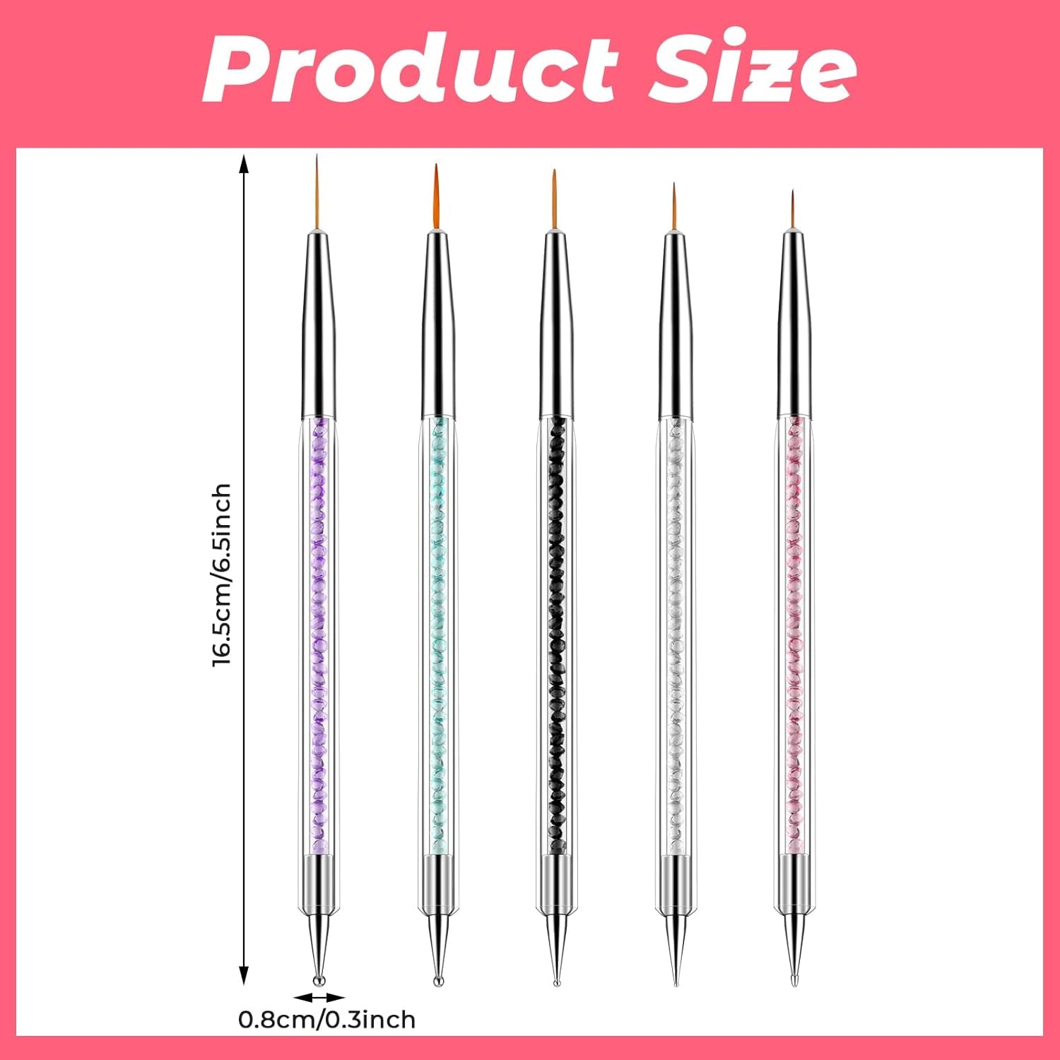 5 pièces Nail Art Pinsel Set Dotting Tool Nailart Pinsel Nageldesign Double End Dotting Pen Strass Professional Acryl Feinmalerei Nail Art Design