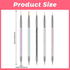 5 pièces Nail Art Pinsel Set Dotting Tool Nailart Pinsel Nageldesign Double End Dotting Pen Strass Professional Acryl Feinmalerei Nail Art Design