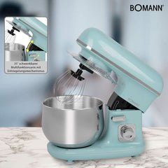 Bomann® Retro Küchenmaschine Zum Backen | Machine à tricoter 5L | Moteur Starker 1 100 W | Teigmaschine Inkl. Haken & Schneebesen | Retro Teigknetmaschine Spritzschutz Mit Nachfüllöffnung – KM 6030 CB Mint-Grün Mère et Enfant Naty Shop