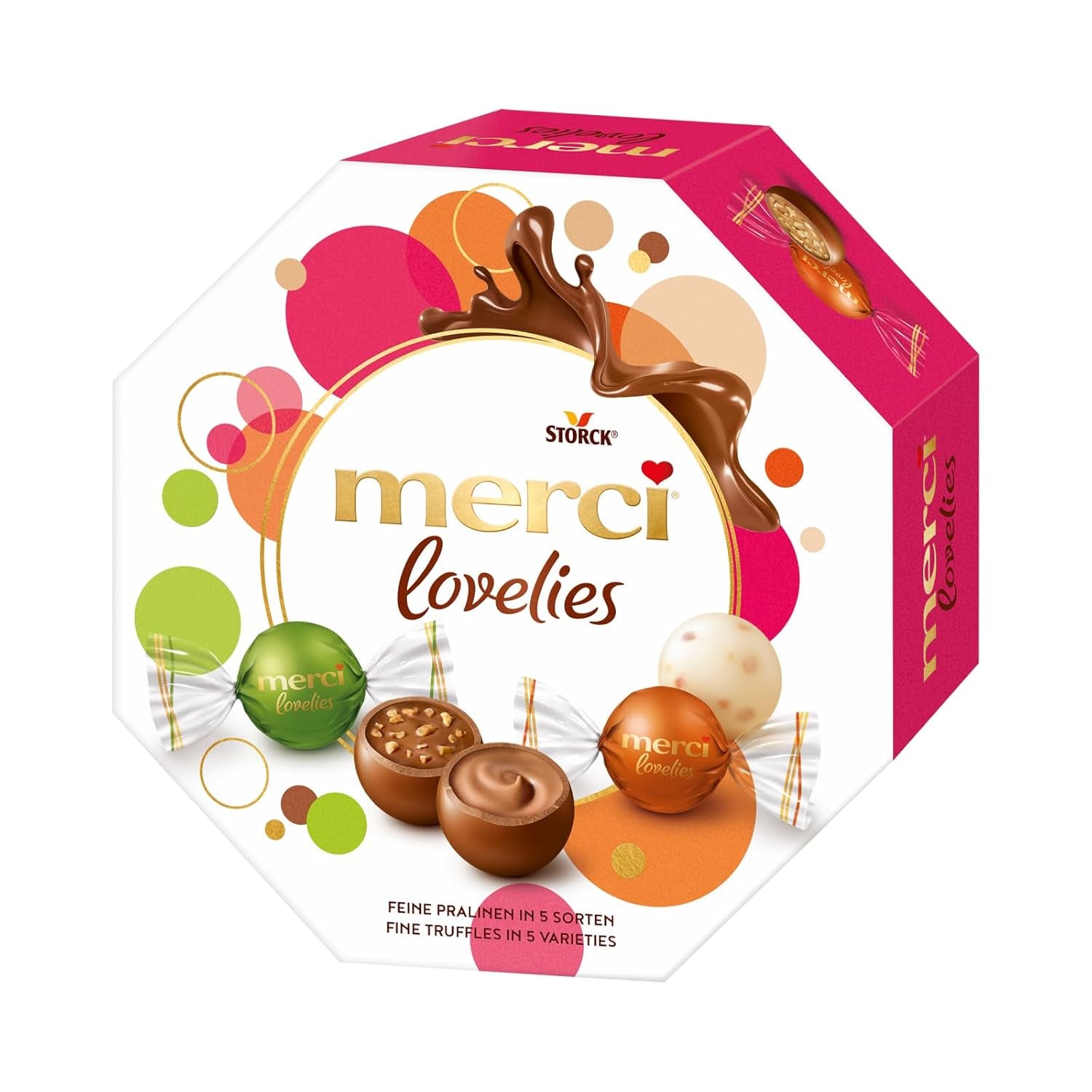 merci lovelies Cremos – 1 x 185 g – Cutie de praline cu 4 specialități de ciocolată umplute – Bile de ciocolată pentru a fi împărțite și oferite cadou