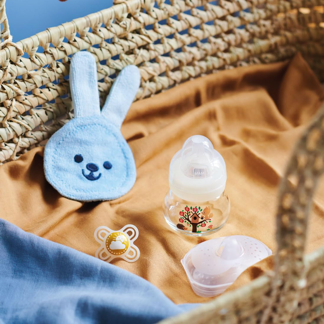 MAM Rabbit Anneau de dentition, gant de soins bucco-dentaires en microfibre, 0 mois et plus, rose