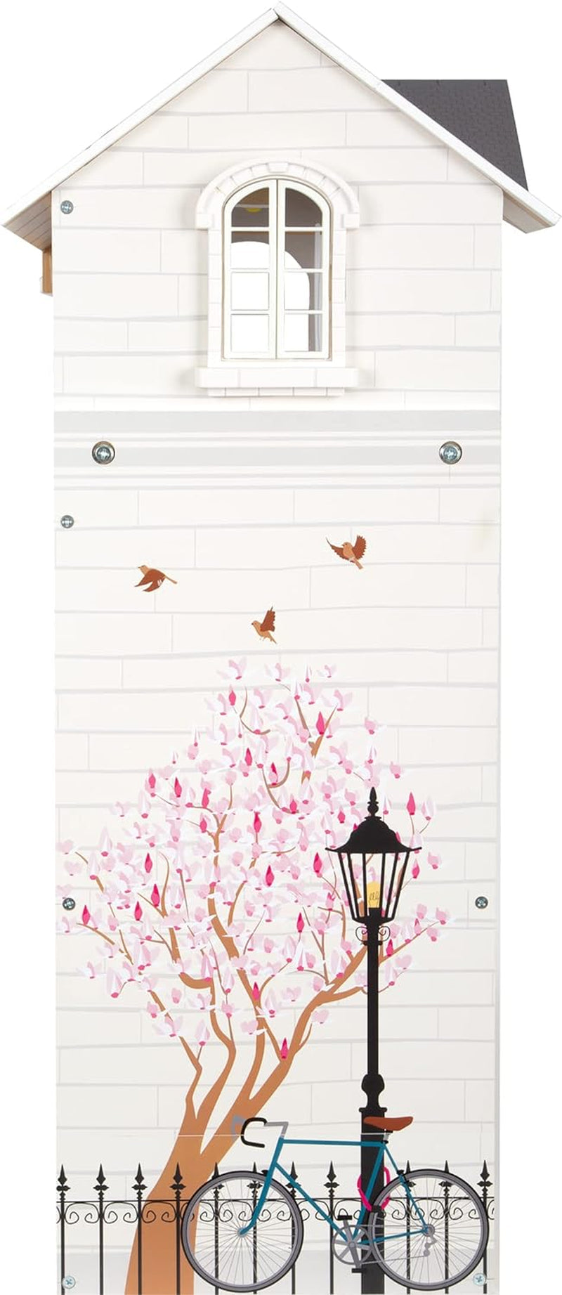 Small Foot Maison de poupée Maison de ville en bois à 3 étages avec façade ouverte et 12 meubles pour 3 ans et plus 11802 Maisons de poupée gris blanc Naty Shop