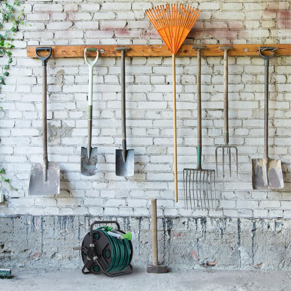 Enrouleur de tuyau Relaxdays, pour tuyau 30 m 1/2", acier, plastique, support de tuyau, HL : 38 x 42 x 31 cm, noir/gris