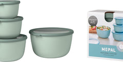 Mepal - Ensemble multi-bols Cirqula Round 4 pièces - Pots de conservation avec couvercles - Convient comme boîte de conservation, réfrigérateur, congélateur et four à micro-ondes - 500, 1000, 2000 et 3000 ml - Sauge nordique Boîtes de conservation alimentaires Naty Shop Titre par défaut