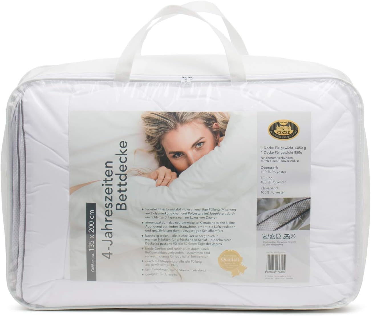 Gözze - Couette 4 Saisons, Lot de 2, Couette d'été + Couette Automne/Printemps, Couette Respirante avec Bande Climatique, 135 X 200 Cm - Couettes et Couettes Blanc Naty Shop