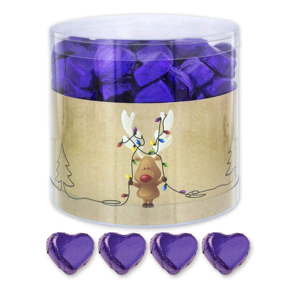 Günthart 150 pièces cœurs en chocolat doré fourrés au nougat, renne | Rudolph le Rouge - Crème de Nougat | Coeurs en chocolat doré | Concours | Coeurs en chocolat doré | Noël (1,2 kg)