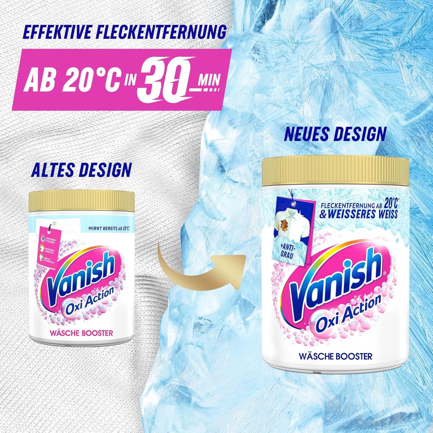 Vanish Oxi Action Powerwhite Poudre - 1 X 1,125 Kg - poudre détachante et améliorant le linge sans chlore - pour linge blanc Détergents à Lessive Naty Shop