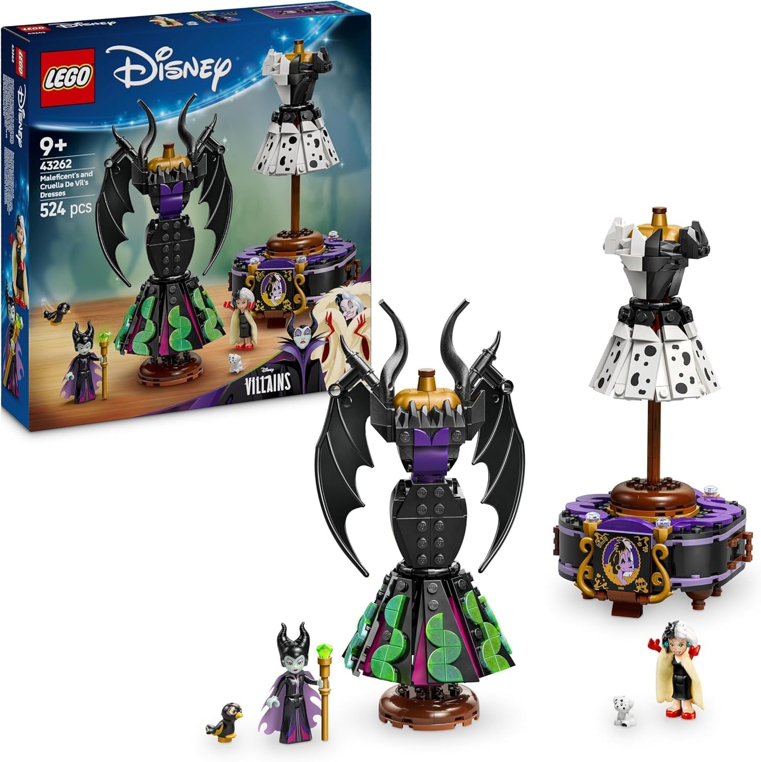 LEGO Ç€ Disney Villains Les robes de Maléfique et Cruella De Vil - Jouet pour garçons et filles à partir de 9 ans - Incl. 2 mini poupées et 2 figurines d'animaux - Cadeau d'anniversaire pour les fans 43262 Ensembles de construction Besuche den LEGO-Store Default Title