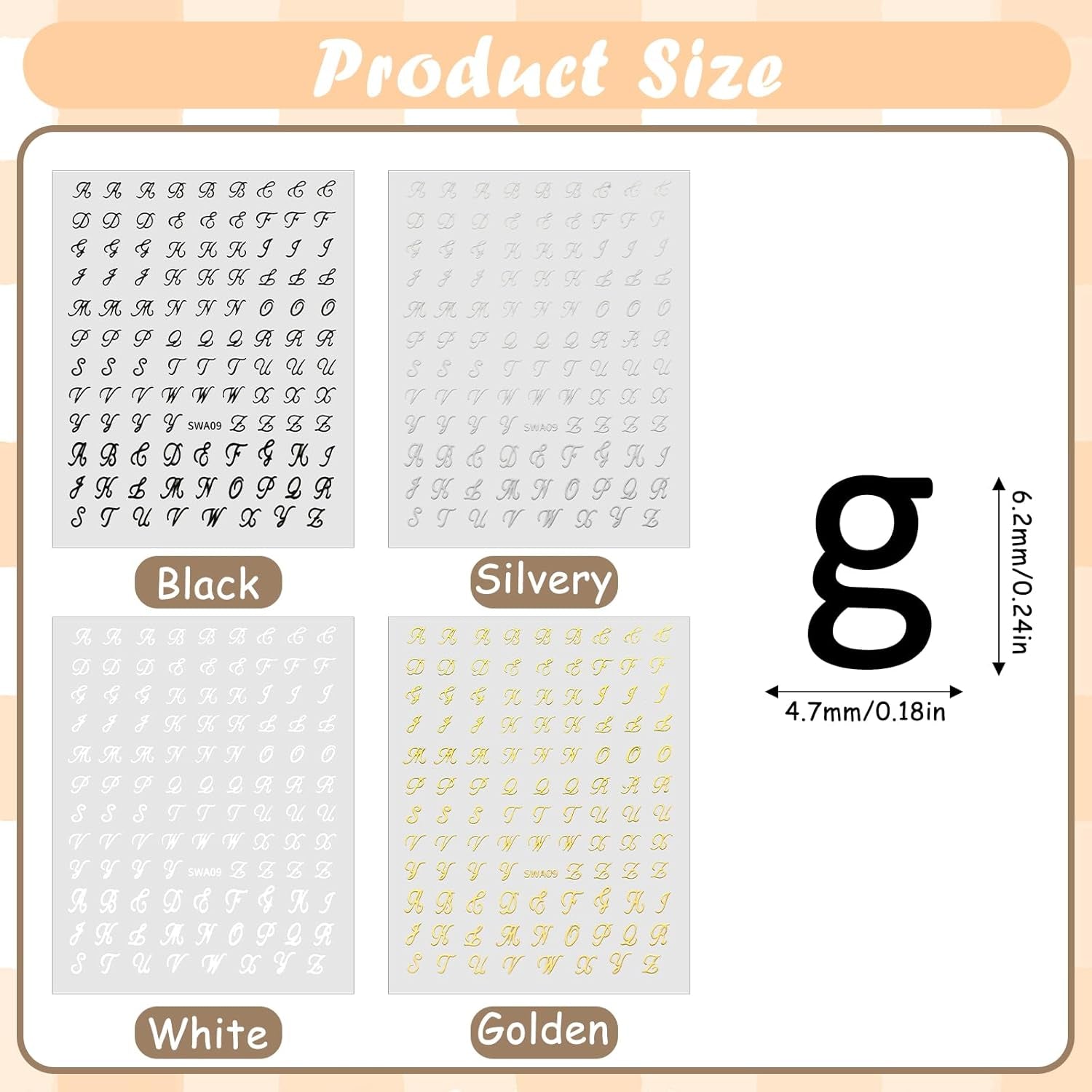 Nagelsticker Buchstaben 8 Blatt Nail Buchstaben Sticker Nagelsticker Glitzer Buchstaben Art Sticker Selbstklebend Nagelaufkleber Englisches Alphabet Dekoration Nageldesign Zubehör