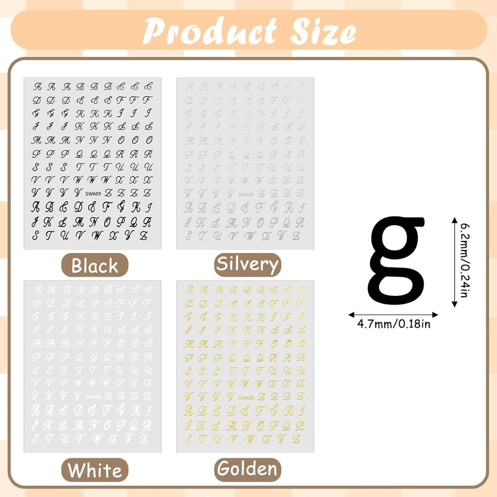 Nagelsticker Buchstaben 8 Blatt Nail Buchstaben Sticker Nagelsticker Glitzer Buchstaben Art Sticker Selbstklebend Nagelaufkleber Englisches Alphabet Dekoration Nageldesign Zubehör