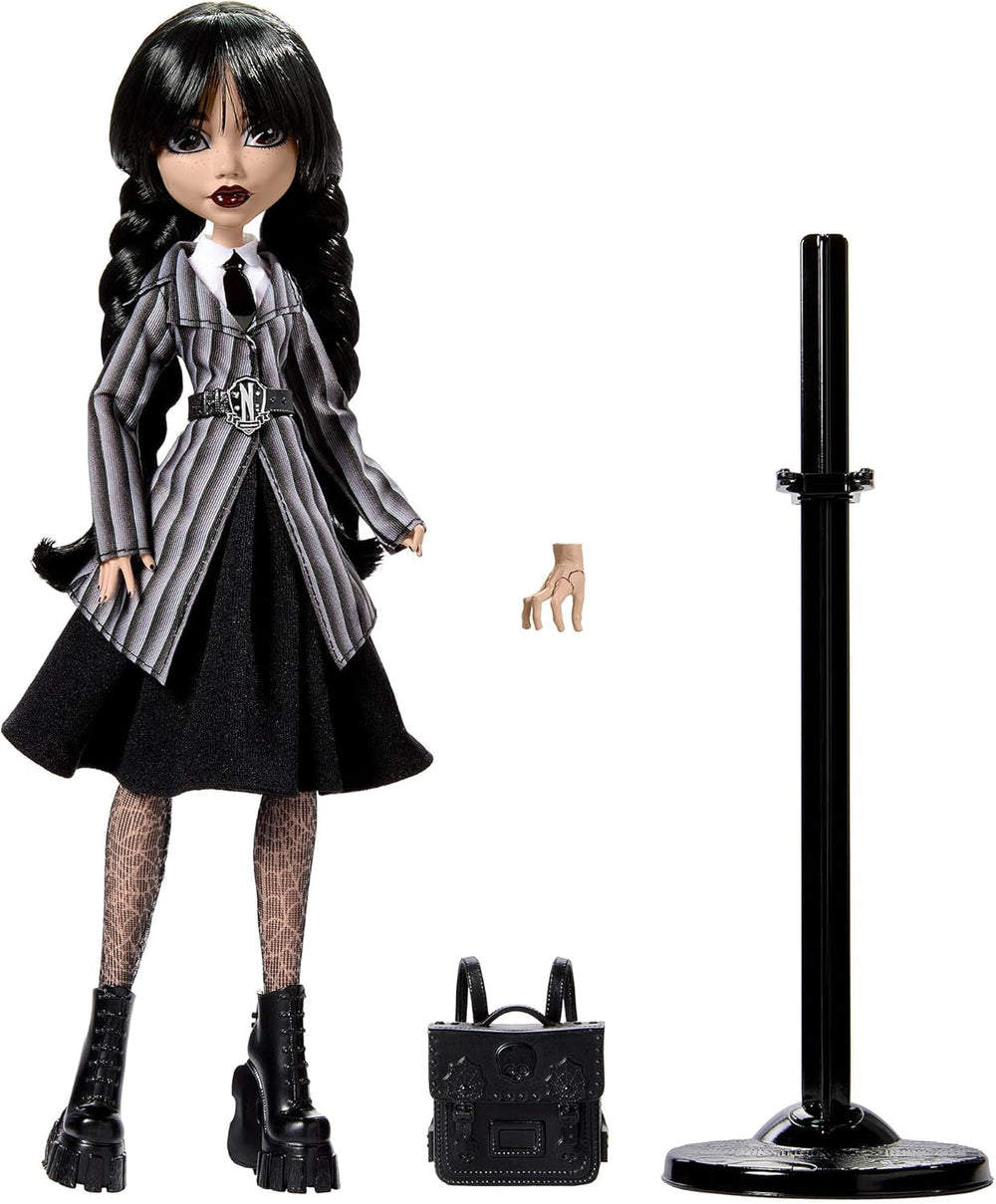 Poupée Monster High Wednesday et accessoires Figurine de collection Wednesday Addams en uniforme Nevermore Academy avec main glacée et support de sac à dos HXJ04 Naty Shop Dolls
