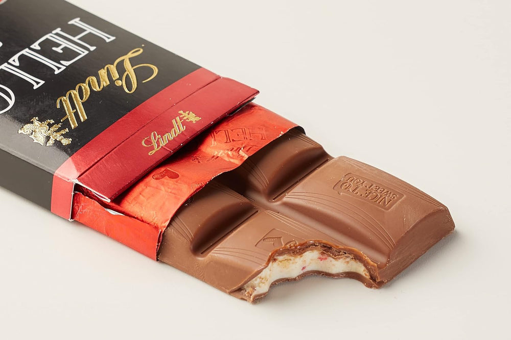 Lindt HELLO Gâteau au fromage aux fraises et au chocolat | Barre 100g | Chocolat au lait fourré à la crème de fromage blanc aux fraises | Barre de chocolat | Cadeau chocolat (paquet de 5)