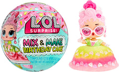 MDR. Surprendre! Mix & Make Birthday Cake Tots - Avec poupée à collectionner, robe à gâteau DIY, "cuisson" et décoration du gâteau, ingrédients et paillettes - Poupée avec robe à gâteau - Idéale pour les filles âgées de 3 ans et plus Naty Shop Dolls Taille Standard